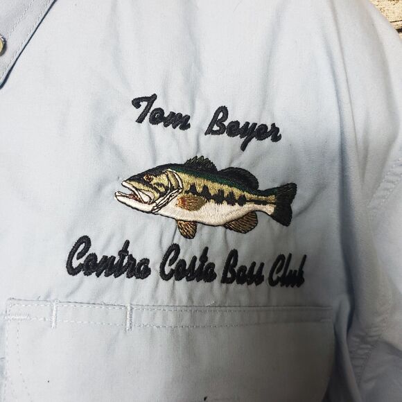 O'KEEFE'S REEF Tom Beyer Centro Costa Boss Club Light Blue Fishing Shirt Size XL - Picture 3 of 10